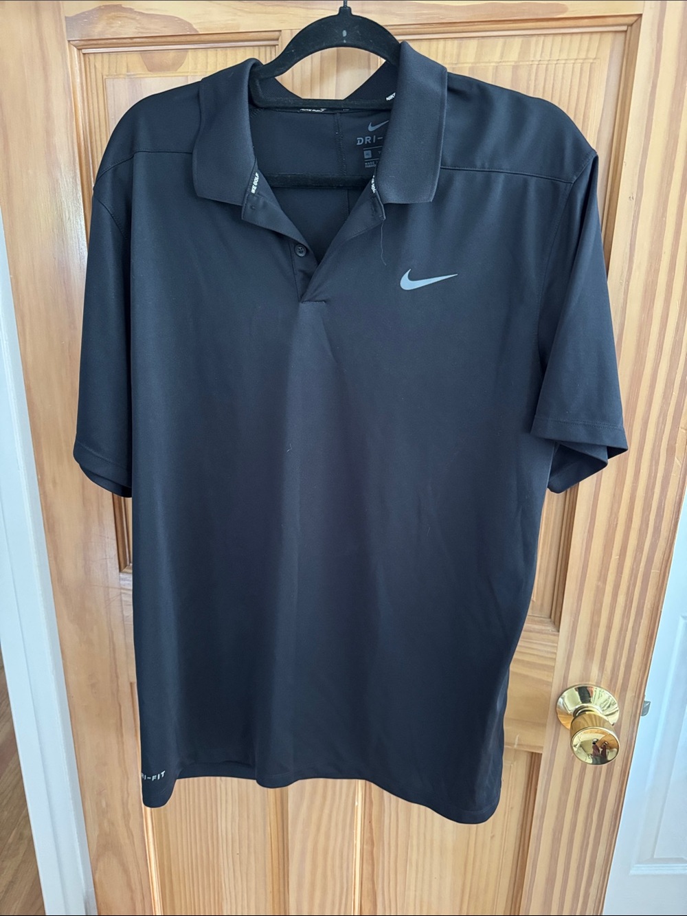 Nike Black Dri-FIT Polo with Gray Swoosh